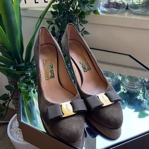 Ferragamo Suede Bow Heels